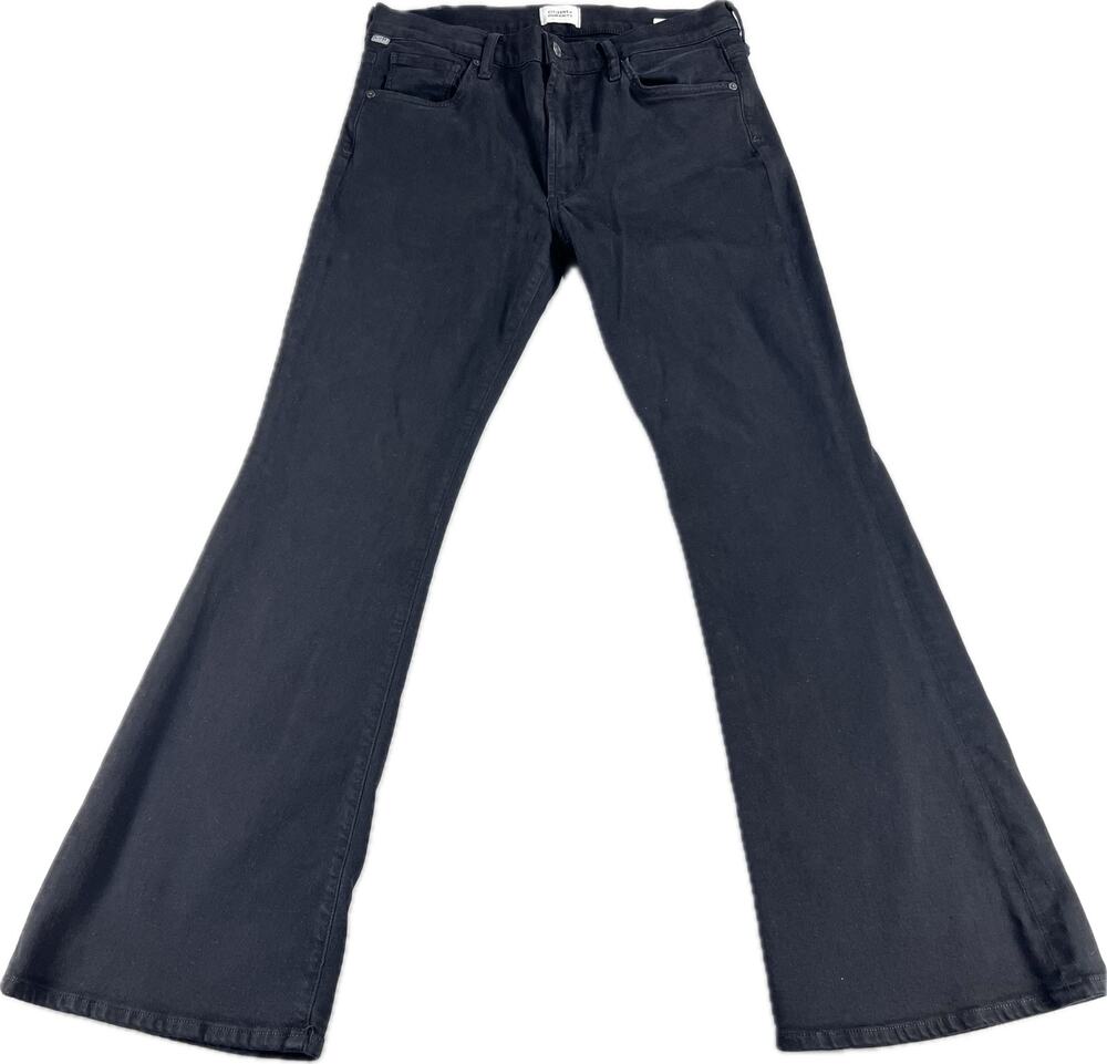 Citizens of Humanity Emanuelle Flare Jeans Washed Black Stretch Denim Size 29